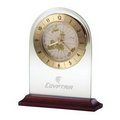 Howard Miller World Time Glass Arch Alarm Clock w/ Rosewood Base